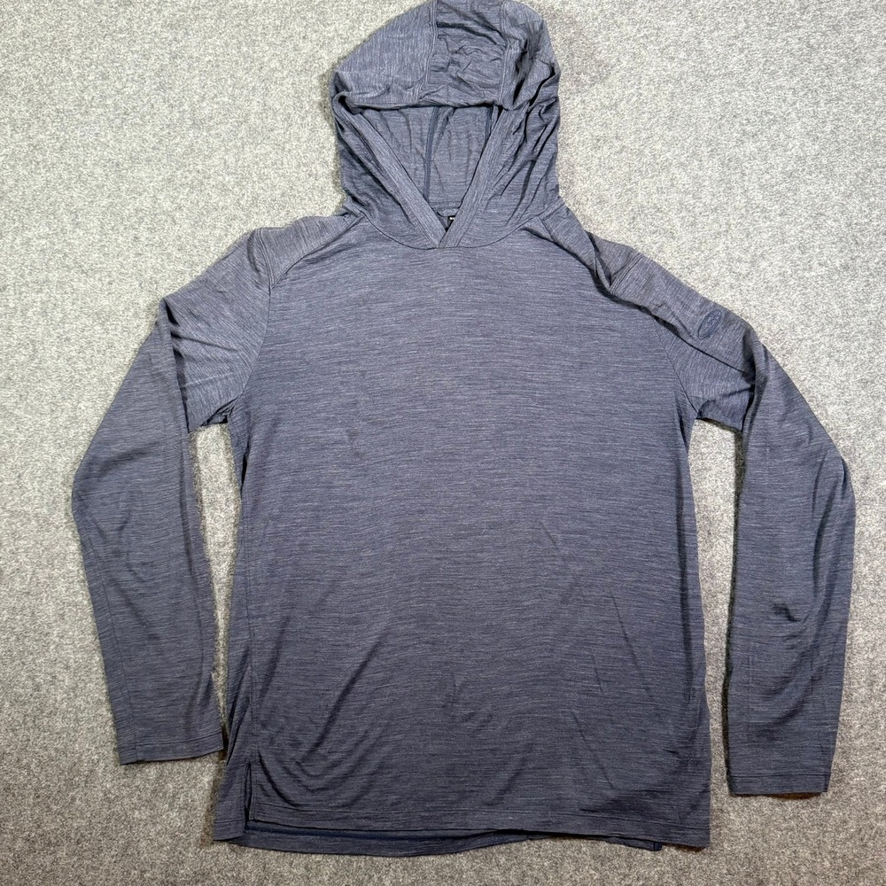Icebreaker Merino Cool-Lite Hoodie Mens Medium Blue Heathered Active Pullover